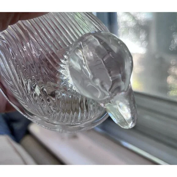 Martha Stewart Clear Duck Gibson Covered Dish On Nest Vintage Grooved - Picture 9 of 13